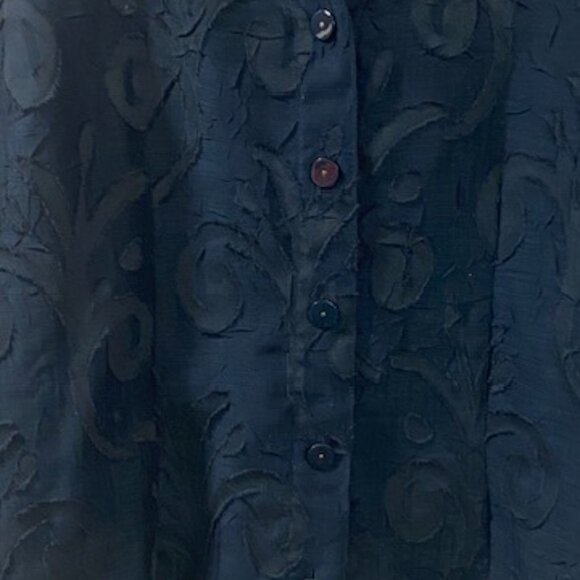 Coldwater Creek Women's Large Dark Blue Sheer Button Down - Picture 2 of 4
